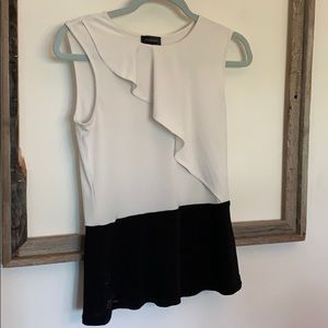 Black and white ruffle blouse